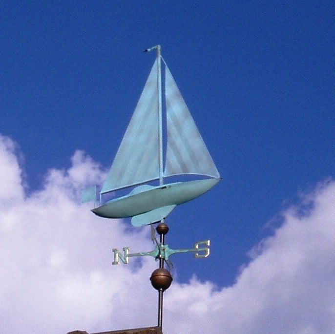 Large Sailboat - Large Sailboat Weathervane Antiqued